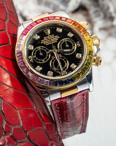 Bespoke Watch Strap in Flame Red Ombre Alligator