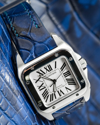 Bespoke Watch Strap in Tie Dye Blue Crocodile