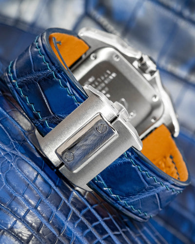Bespoke Watch Strap in Tie Dye Blue Crocodile