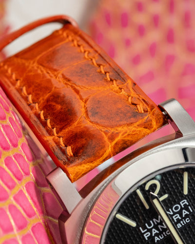 Bespoke Watch Strap in Orange Himalayan Crocodile
