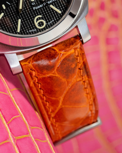Bespoke Watch Strap in Orange Himalayan Crocodile
