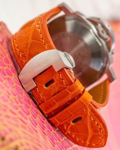 Bespoke Watch Strap in Orange Himalayan Crocodile