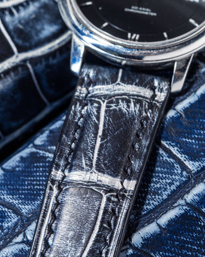 Bespoke Watch Strap in Black Silver Alligator