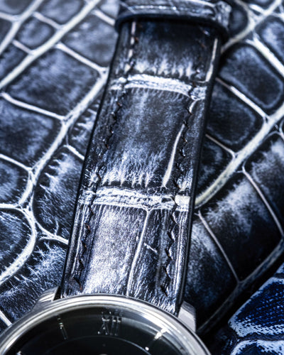 Bespoke Watch Strap in Black Silver Alligator