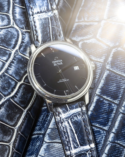 Bespoke Watch Strap in Black Silver Alligator