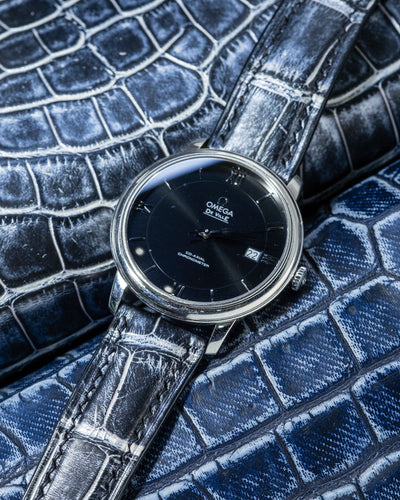 Bespoke Watch Strap in Black Silver Alligator