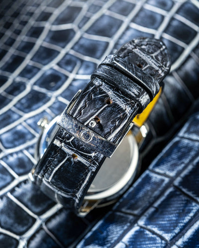 Bespoke Watch Strap in Black Silver Alligator