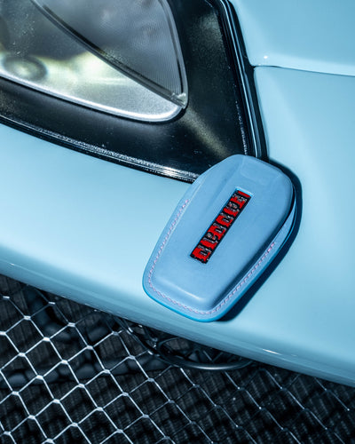 Bespoke Key Fob Cover in Baby Blue Nappa