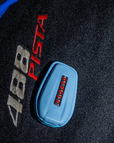 Bespoke Key Fob Cover in Baby Blue Nappa