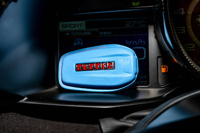 Bespoke Key Fob Cover in Baby Blue Nappa