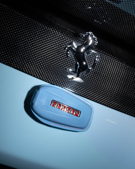 Bespoke Key Fob Cover in Baby Blue Nappa