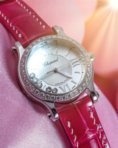 Bespoke Watch Strap in Fuchsia Pink Crocodile