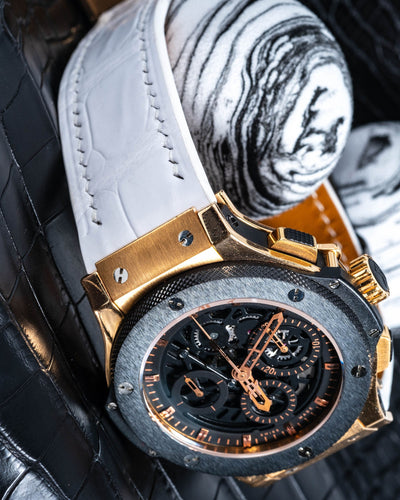 Bespoke Watch Strap in White Crocodile