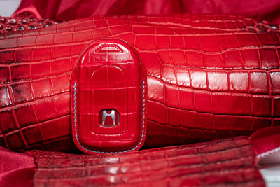 Bespoke Key Fob Cover in Ferrari Red Crocodile