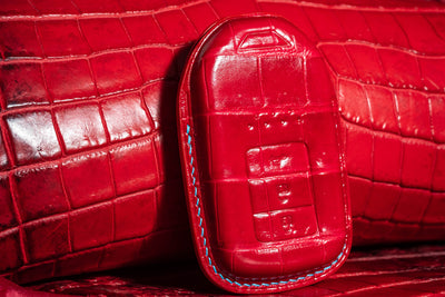 Bespoke Key Fob Cover in Ferrari Red Crocodile