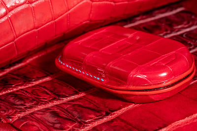 Bespoke Key Fob Cover in Ferrari Red Crocodile