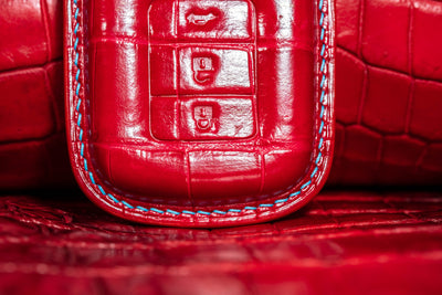 Bespoke Key Fob Cover in Ferrari Red Crocodile
