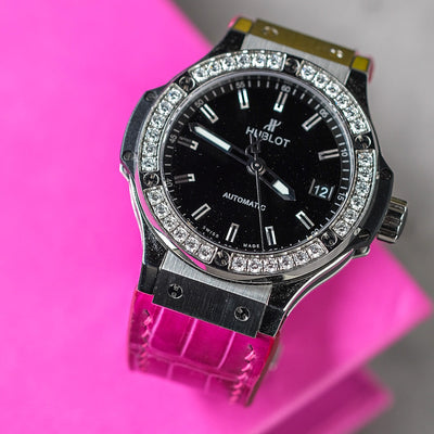 Bespoke Watch Strap in Fuchsia Pink Crocodile