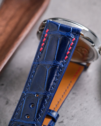 Bespoke Watch Strap in Electric Blue Crocodile
