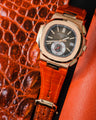 Bespoke Watch Strap in Orange Himalayan Crocodile