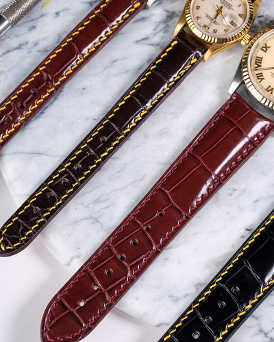 Bespoke Watch Straps in Chestnut Brown, Chocolate Brown, Dark Brown & Black Crocodile