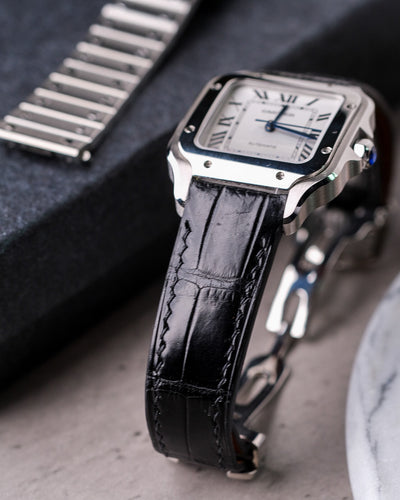 Bespoke Watch Strap in Black Crocodile