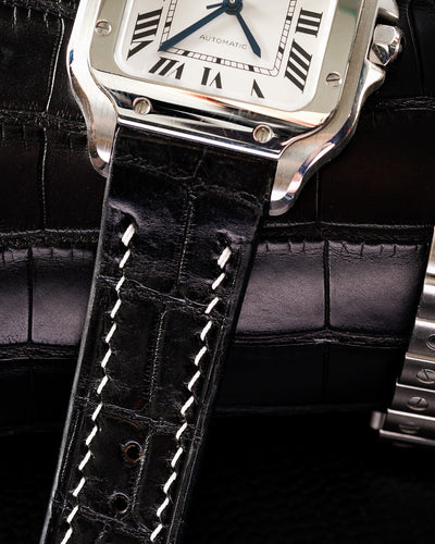 Bespoke Watch Strap in Black Crocodile