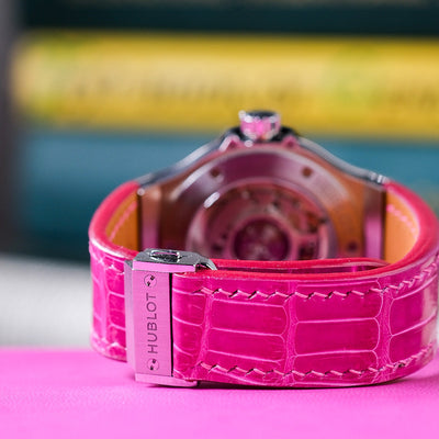 Bespoke Watch Strap in Fuchsia Pink Crocodile
