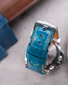 Bespoke Watch Strap in Turquoise Blue Crocodile