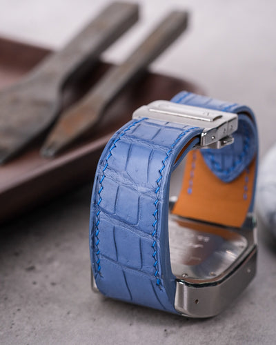 Bespoke Watch Strap in Baby Blue Himalayan Crocodile