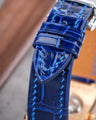 Bespoke Watch Strap in Electric Blue Crocodile