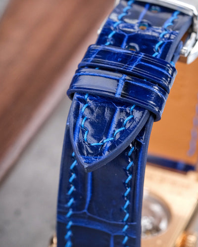 Bespoke Watch Strap in Electric Blue Crocodile