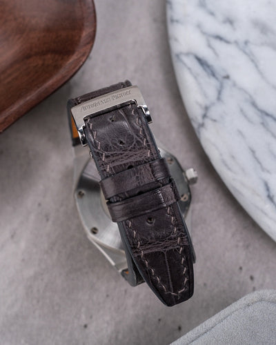 Bespoke Watch Strap in Charcoal Grey Crocodile