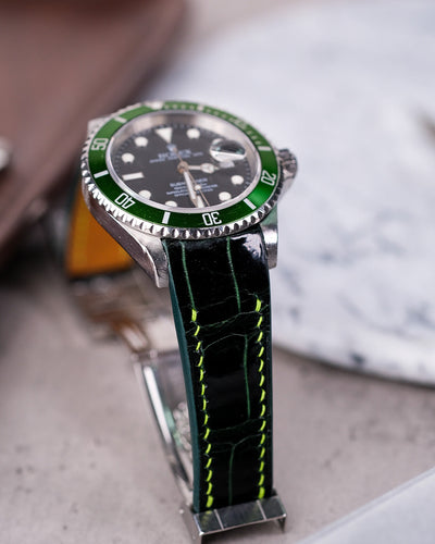 Bespoke Watch Strap in Hunter Green Crocodile