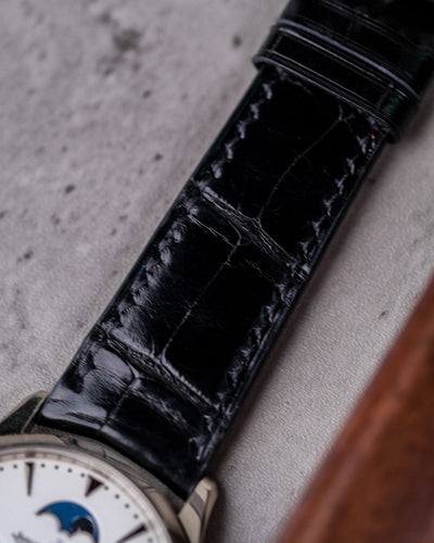 Bespoke Watch Strap In Black Crocodile