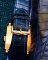 Bespoke Watch Strap in Tie Dye Blue Crocodile
