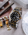 Bespoke Watch Strap in Gold Black Alligator