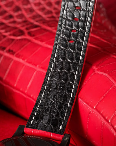 Bespoke Watch Strap in Ferrari Red Crocodile