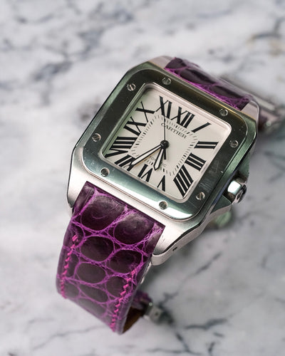 Bespoke Watch Strap in Lavender Purple Crocodile