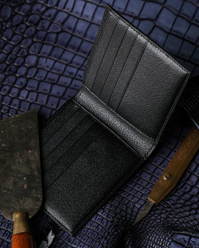 Bespoke Bifold Wallet in Black Chevre