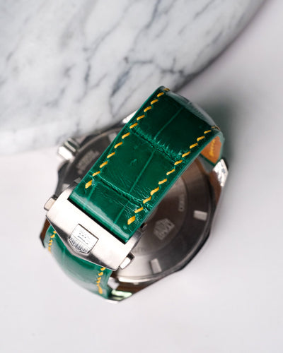 Bespoke Watch Strap in Emerald Green Crocodile