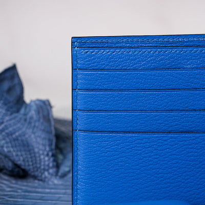 Bespoke Bifold Wallet in Royal Blue Chèvre
