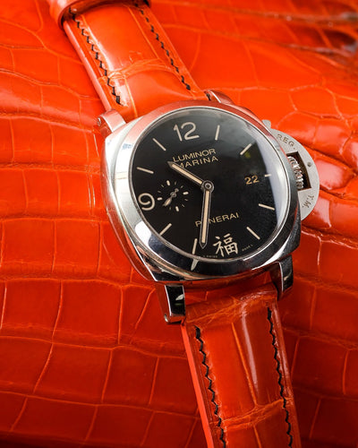 Bespoke Watch Strap in Orange Himalayan Crocodile