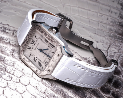 Bespoke Watch Strap in White Crocodile