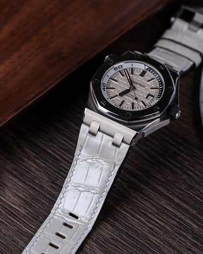 Bespoke Watch Strap in White Crocodile