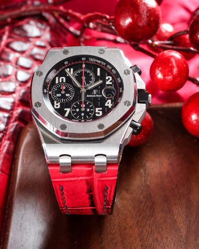 Bespoke Watch Strap in Red Himalayan Crocodile