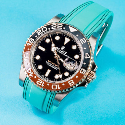 Solitaire Rubber straps in Turquoise Blue for Rolex GMT-Master 126711CHNR