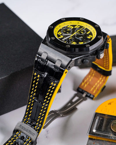 Bespoke Watch Strap in Black Crocodile