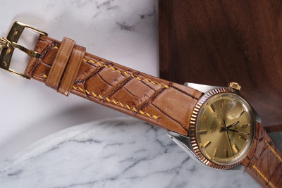 Bespoke Watch Strap in 2 Tone Chestnut Brown Crocodile