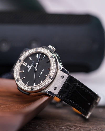 Bespoke Watch Strap in Jet Black Crocodile